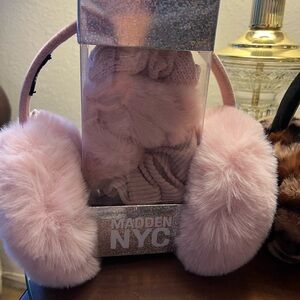 Madden NYC Pink Fuzzy Earmuffs